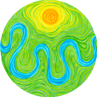 Round watercolour logo for Melbourne embodied counselling practice Meandering Path